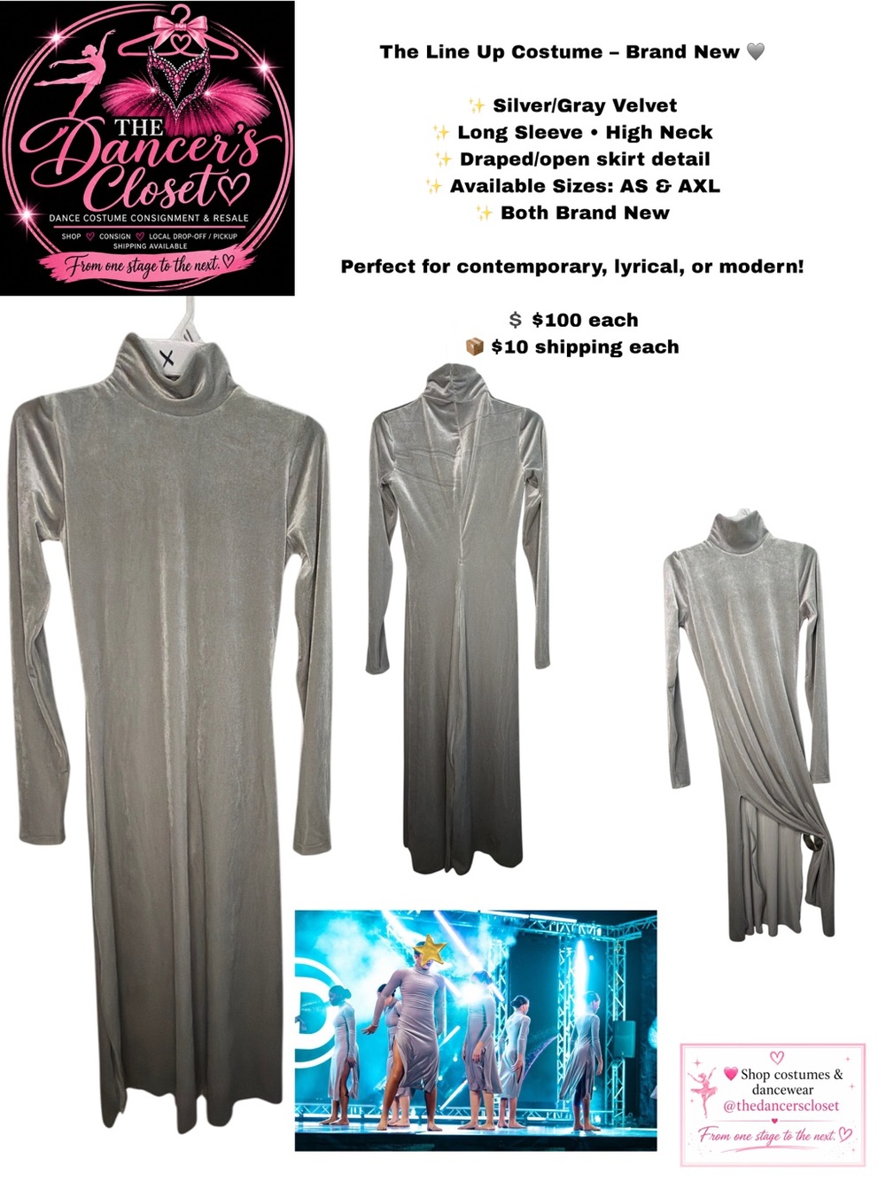 Silver Gray Velvet High-Neck Long Sleeve Dress by